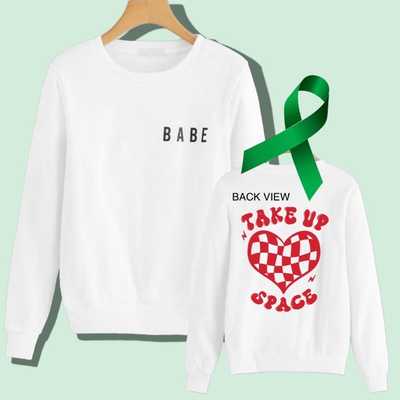 Take Up Space “babe” mental health graphic crewneck sweatshirt medium - Picture 1 of 11